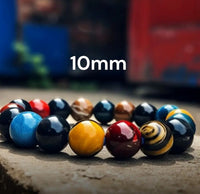 Tiger’s Eye - Red-Blue-Yellow Trinity Multi Color Custom Size Round Smooth Stretch (10mm Grande or 8mm Regular size beads) Natural Gemstone Crystal Energy Bead Bracelet