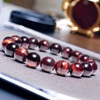 Tiger’s Eye - Red Custom Size Round Smooth Stretch (8mm) Natural Gemstone Crystal Energy Bead Bracelet