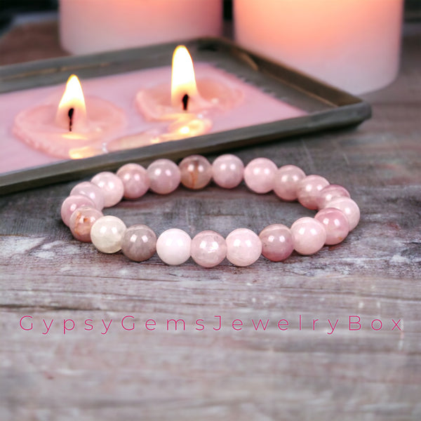 Pink Opal bead bracelet 8mm stretch custom sized