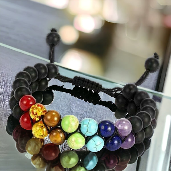 Rainbow Chakra Beads Adjustable String Bracelets