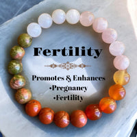 Fertility • Pregnancy Custom Size Round Smooth Stretch (8mm) Natural Gemstone Crystal Energy Bead Bracelet