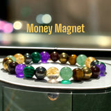 Intention - Money Magnet - Malachite + Aventurine + Citrine + Tiger Eye + Amethyst + Pyrite + Hematite + Garnet Custom Size Round Smooth Stretch (8mm) Natural Gemstone Crystal Energy Bead Bracelet