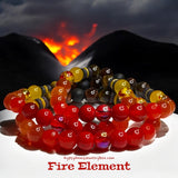 Fire Element Bracelet•Red: Fire Quartz, Fire Agate, Coral, Tiger Eye•Orange: Jade, Cat Eye, Carnelian, Amber•Yellow Jade, Beeswax & Lava Stone Heshi beads • Custom Size - Stretch (8mm) Natural Gemstone Crystal Energy Bead Bracelet