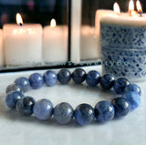 Dumortierite (Blue Aventurine) Custom Size Round Smooth Stretch (8mm) Natural Gemstone Crystal Energy Bead Bracelet