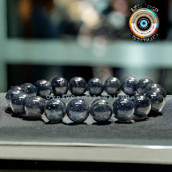 Sapphire Kashmir Blue Round Smooth Stretch (10mm) Natural Gemstone Crystal Energy Bead Bracelet