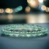 Fluorite - Green Custom Size Round Smooth Stretch (8mm) Natural Gemstone Crystal Energy Bead Bracelet