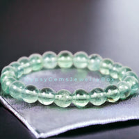 Fluorite - Green Custom Size Round Smooth Stretch (8mm) Natural Gemstone Crystal Energy Bead Bracelet