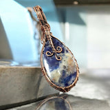 Lapis Lazuli Copper Wire Wrapped Weave Pendant Necklace