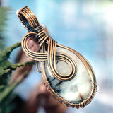 Dendritic Opal Copper Wire Weave Wrapped Pendant Necklace