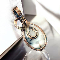 Dendritic Opal Copper Wire Weave Wrapped Pendant Necklace