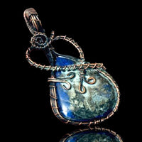 Lapis Lazuli Copper Wire Wrapped Weave Pendant Necklace