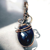 Amethyst - Dark Amethyst Copper Wire Wrapped Weave Pendant Necklace