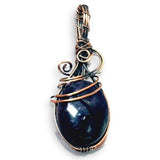 Amethyst - Dark Amethyst Copper Wire Wrapped Weave Pendant Necklace