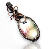 Solar Quartz Copper Wire Wrapped Weave Pendant Necklace