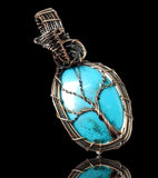 Turquoise • Tree of Life • Copper Wire Wrapped Weave Pendant Necklace