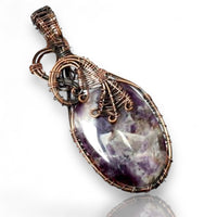 Amethyst • Chevron Dream Amethyst • Copper Wire Wrapped Weave Pendant Necklace