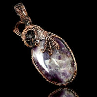 Amethyst • Chevron Dream Amethyst • Copper Wire Wrapped Weave Pendant Necklace