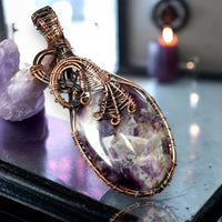 Amethyst • Chevron Dream Amethyst • Copper Wire Wrapped Weave Pendant Necklace