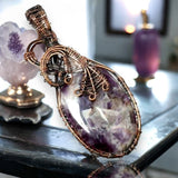 Amethyst • Chevron Dream Amethyst • Copper Wire Wrapped Weave Pendant Necklace