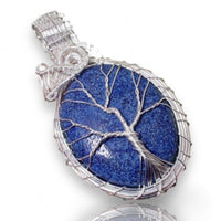 Lapis Lazuli • Tree of Life • Silver Copper Wire Wrapped Weave Pendant Necklace