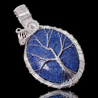 Lapis Lazuli • Tree of Life • Silver Copper Wire Wrapped Weave Pendant Necklace