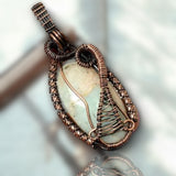 Amazonite Copper Wire Wrapped Weave Pendant Necklace