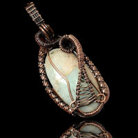 Amazonite Copper Wire Wrapped Weave Pendant Necklace