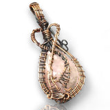 Rose Quartz Copper Wire Wrapped Weave Pendant Necklace