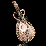 Rose Quartz Copper Wire Wrapped Weave Pendant Necklace