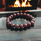 Garnet - Almandine Red Custom Size Round Smooth Stretch (10mm) Natural Gemstone Crystal Energy Bead Bracelet