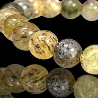 Quartz - Biotite Mica Quartz Custom Size (8mm) Round Smooth Stretch Natural Gemstone Crystal Energy Bead Bracelet