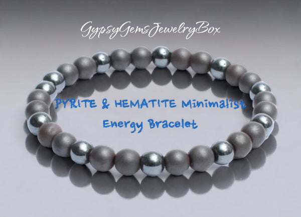 PYRITE & HEMATITE Minimalist Energy Bracelet