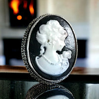 Cameo .925 Sterling Silver Statement Ring (Size 8)