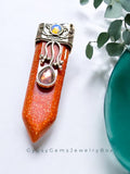 Sword Shaped Natural Crystal Gemstone Pendant Necklace