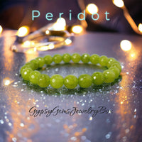 PERIDOT Crystal Gemstone Energy Bead Bracelet