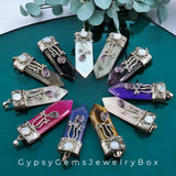 Sword Shaped Natural Crystal Gemstone Pendant Necklace