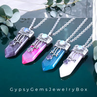 Sword Shaped Natural Crystal Gemstone Pendant Necklace