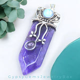 Sword Shaped Natural Crystal Gemstone Pendant Necklace