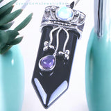 Sword Shaped Natural Crystal Gemstone Pendant Necklace