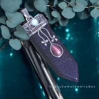 Sword Shaped Natural Crystal Gemstone Pendant Necklace