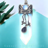 Sword Shaped Natural Crystal Gemstone Pendant Necklace