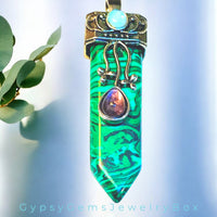 Sword Shaped Natural Crystal Gemstone Pendant Necklace