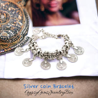 Gypsy Rose Silver Coin Bracelet or Anklet Belly Dance Boho