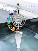 7 Chakra + Quartz Crystal Reiki Energy Healing Large Geometric Sun Moon Dowsing Pendulum