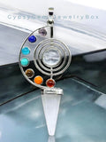 7 Chakra + Quartz Crystal Reiki Energy Healing Large Geometric Sun Moon Dowsing Pendulum