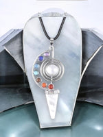 7 Chakra + Quartz Crystal Reiki Energy Healing Large Geometric Sun Moon Dowsing Pendulum