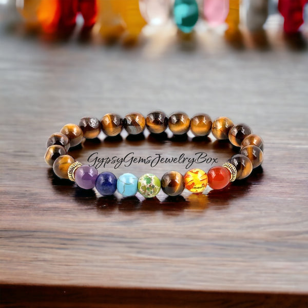 ABCGEMS African Tri-Color Tigers Eye Beads (Gorgeous Matrix- Mohs Hardness  7) Healing Chakra Energy Crystal Stone Ideal for Bracelet Necklace Ring DIY