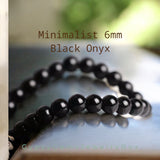 Onyx - Black Onyx Custom Size• Minimalist•Round Smooth Stretch (6mm) Natural Gemstone Crystal Energy Bead Bracelet