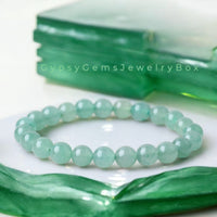 Aventurine AA+ Brook Green•Custom Size•Round Smooth Stretch (8mm) Natural Gemstone Crystal Energy Bead Bracelet