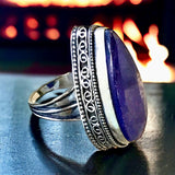 Sapphire Natural Gemstone .925 Sterling Silver Point Statement Ring (Size 8.25)